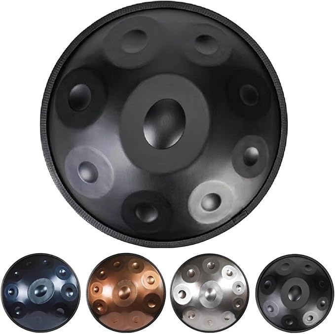 Tambor de mano de 432 Hz/440 Hz, 9/10/12 notas, instrumento de 22 pulgadas en D menor, tambor de mano de acero para adultos con bolsa suave, soporte (dorado, 432 Hz/12 no)