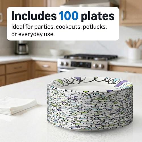 Image of Amazon Basics Ultra Paper Plates, 10 Inch, Disposable, 100 Count, Packaging May Vary