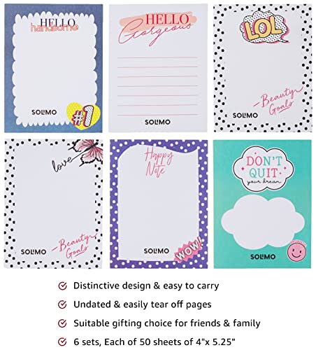 Image of Amazon Brand - Solimo To Do List Notepads, 4 inch x 5.25 inch Tear Off Block Planner for Office, Home, Work Stationery Supplies, Set of 6