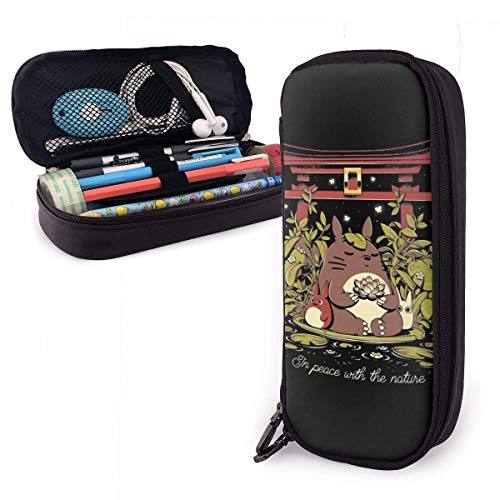 Preisvergleich Produktbild Federmäppchen Große Kapazität Großer Aufbewahrungskugelschreiber Bleistiftbeutel Schreibwaren Organizer Praktischer Taschenhalter mit Reißverschluss - Totoro in Peace Nature