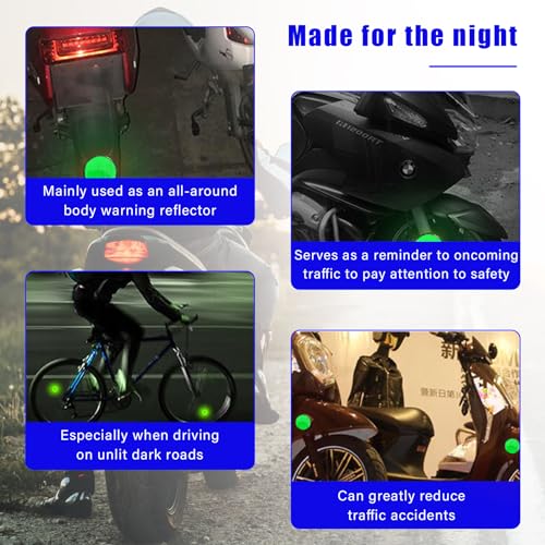 Image of Dickno 2 PCS M6 x 1.0 Motorcycle Reflectors, Plastic Screw Mount Reflective Warning Reflector, Universal Motorbike Rear Safety Reflectors for Motorcycle, Bicycle, Scooter (Round Green)