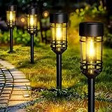 GIGALUMI Solar Pathway Lights 2 Pack, Outdoor Solar Lights Waterproof, Path Lights Solar Powered for Walkway Driveway Yard Patio Lawn Decor (Warm White)
