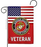 US Marine Corps Veteran Flag Armed Forces USMC Semper Fi American Flags For Outside House Military Memorabilia Retire Official House Decoration Banner Small Grave Decorations For Cemetery Wall Decor Poster Garden Remembrance Gifts Made In USA