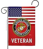 US Marine Corps Veteran Garden Flag - Armed Forces USMC Semper Fi United State American Military Retire Official - House Decoration Banner Small Yard Gift Double-Sided Made in USA 13 X 18.5