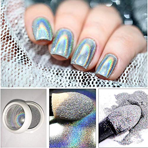 BISHENGYF Holographisch Nagelpulver, Regenbogen Glitter Staub Nail Art Pulver, Einhorn Laser Effekt Pigment, Chrom… – Bild 3
