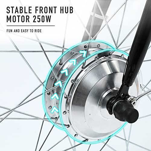 Viribus 3 Wheel Electric Bike for Adults with 250w Motor, Bike Tube, Removable 36V 10Ah Lithium Battery, Adult Tricycle with Adjustable Cruiser Bike Seat and Bike Basket, Exercise Bike