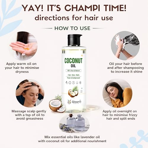 Image of Naturals Organic Cold pressed Coconut Oil, 200ml - Skin & Hair Moisturizer, Massage Oil, Carrier Oil for Essential Oils