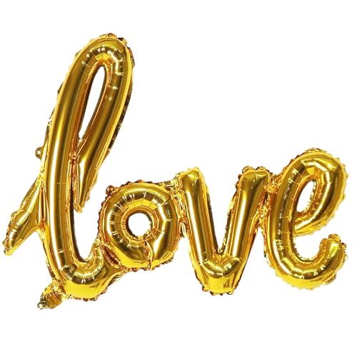 KALOR Large Gold LOVE Balloons Banner 42 Inch Mylar Foil Letters Balloons for Wedding Bridal Shower Anniversary Party Decorations Supplies