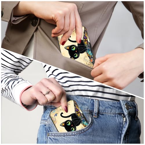 Image of Credit Card Holder, Mini Aluminum Card Wallet RFID Blocking Slim Metal Hard Card Case for Women Men, Cat on Branch