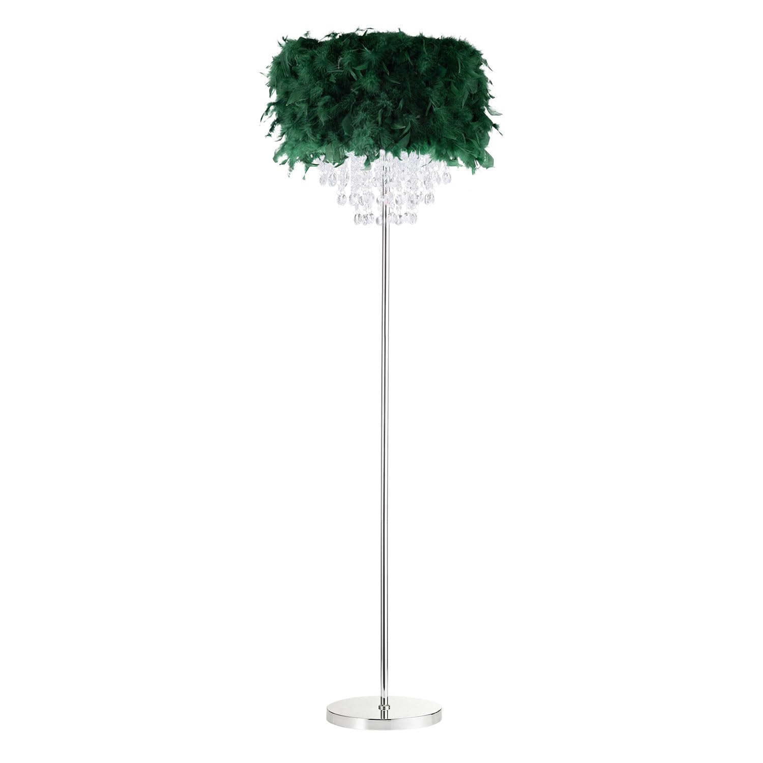 Rackhams Green Chandelier Style Forest Feather Floor Lamp With Waterfall Drops