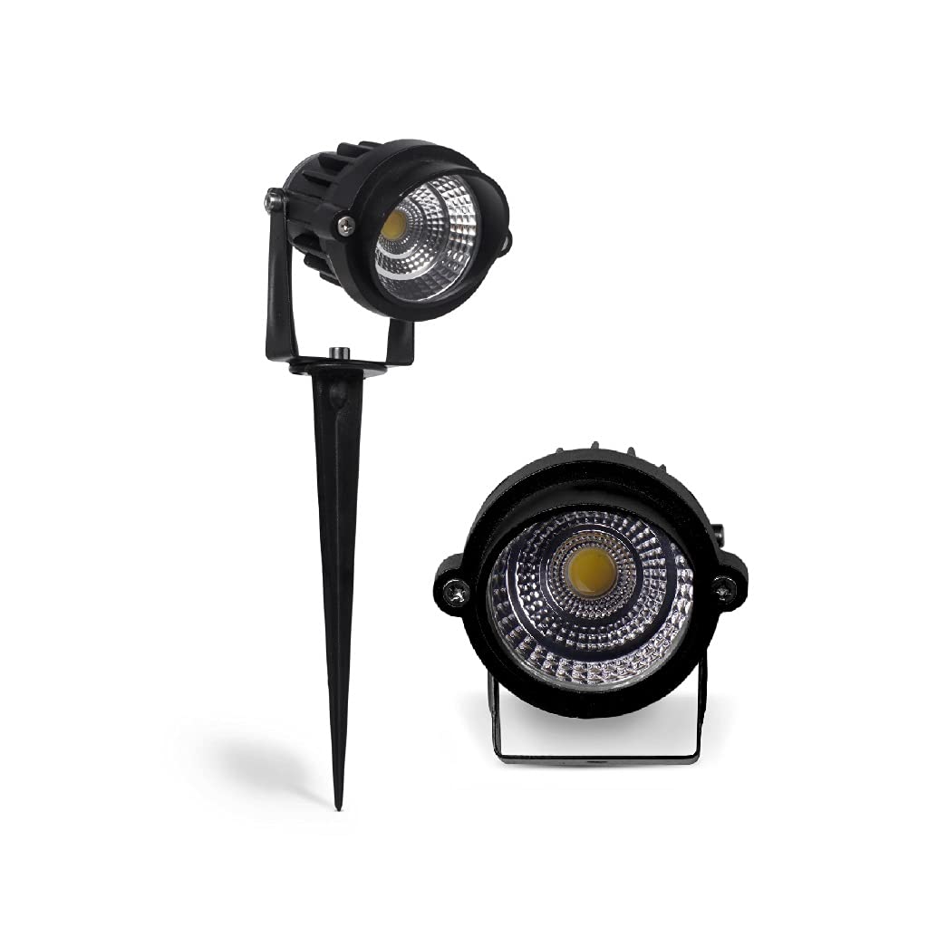 Partenopeautensili® Faretto a led cob da esterno segnapassi per giardino orientabile 5w 450 lumen luce con picchetto lampada proiettore spot Impermeabile IP65 By Wisdom (VERDE)