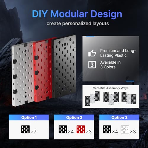Image of PEGZONE Controller and Headphone Holder Wall Mount, Modular Gaming Pegboard with Accessories, Controller Stand for Xbox PS5 PS4 Switch, Video Game Storage, Disc Shelf, 7pcs Pegboard, Black & White