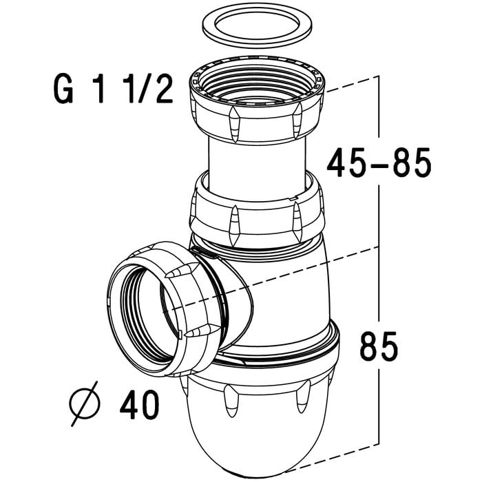 Siphon d'évier - NICOLL - Polypropylène recyclé - F1'1/2 - Diamètre 40 mm