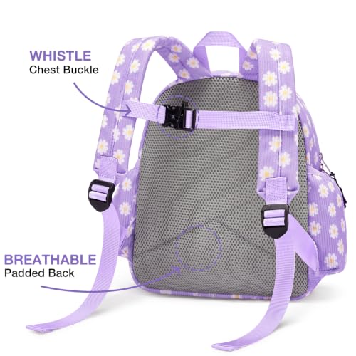 Image of STEAMEDBUN Corduroy Toddler Backpack for Girls 2-4: Kids backpack for Boys Girls - 12 inch Preschool Kindergarten Backpacks - Purple Daisy