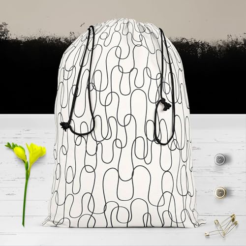 Image of ArtzFolio Curly Lines | Reusable Sack Bag | Bag for Gym, Storage, Vegetable & Travel