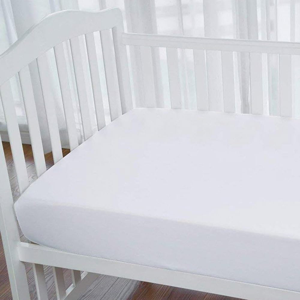 Toddler Crib Bed Protector Waterproof for Baby Mattress Protector Fitted Style Terry Cotton | Water Proof Bed Sheets/Mattress Cover/Dry Sheet/Bed Protector - 52" L x 28" W x 8" H (Inch) White