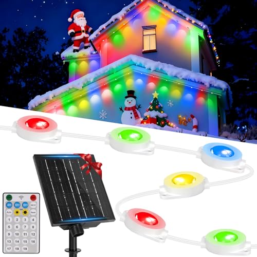 Aigostar Permanente Außenbeleuchtung Solar Outdoor, 15M 50 LED,RGBY,...