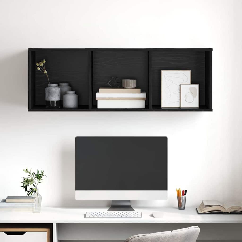 TV-Schrank Schwarz Eichen-Optik, 37x37x107 cm Holzwerkstoff, Wandmontiertes Design, Modernes Media Center für Wohnzimmer, Schlafzimmer, Flur