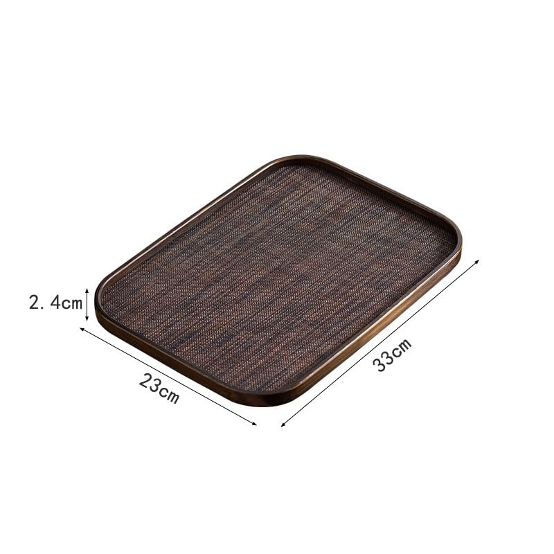 Bandeja Bandeja Rectangular Retro China, Bandeja de té Redonda, Estera Tejida, Bandeja de té seco, Bandeja de té Zen, Bandeja de postres Bandejas para Servir Comida(E)