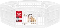 IRIS USA 24" 6-Panel Dog Playpen with Door - Indoor Puppy Pen 61x61 for Small Dogs & Puppies, Durable Plastic, White