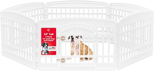Miniatura 9 de IRIS USA Corralito para perros con puerta de 34 pulgadas, 6 paneles, 44 x 63 x 34, cerca para cachorros, corralito para perros, para interiores,