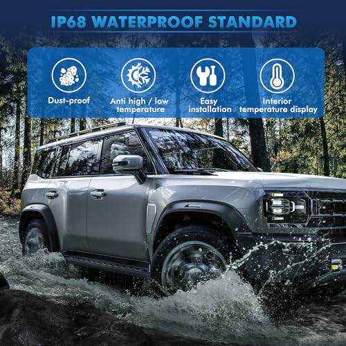 KAOLALI Tire Pressure Monitoring System, TPMS with In-Car Temperature Monitoring, Solar and USB Charger, 4 External Tire Sensors, Auto on/off, for RV, Sedan, SUV, MPV, etc (0-72 PSI) - Image 5