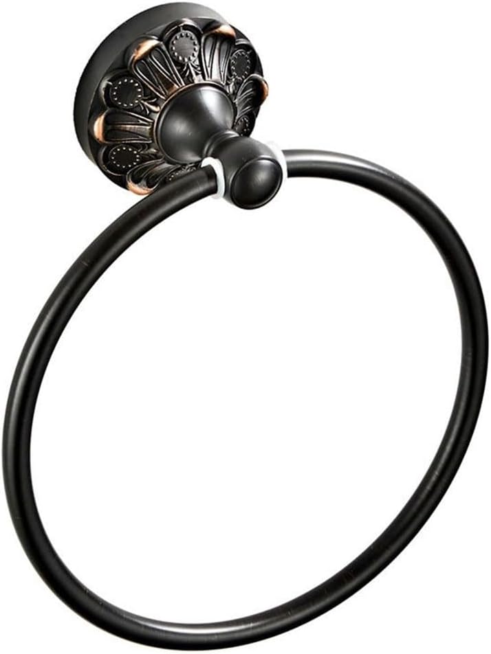 Antique Black Brass Towel Ring Bathroom, Kitchen, Living or Bedroom - 18 cm Decorative Wall Mounted Towel Holder with Screws Included
