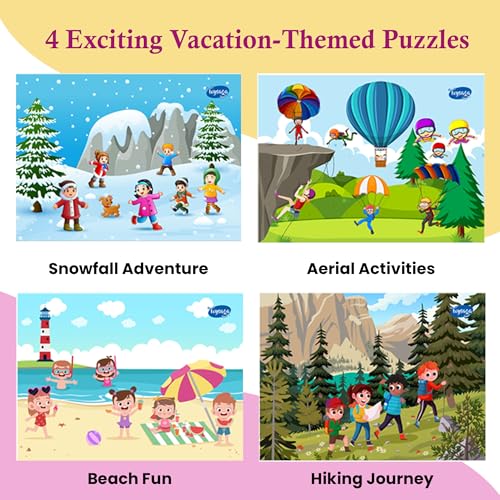 Image of I Can Solve On My Own | Vacation Adventures | Set of 4 Cardboard Jigsaw Puzzles 60 Pieces for Kids 3+ Years | Logical Categorization, Fun & Educational Puzzle Combo-Preschool Gift