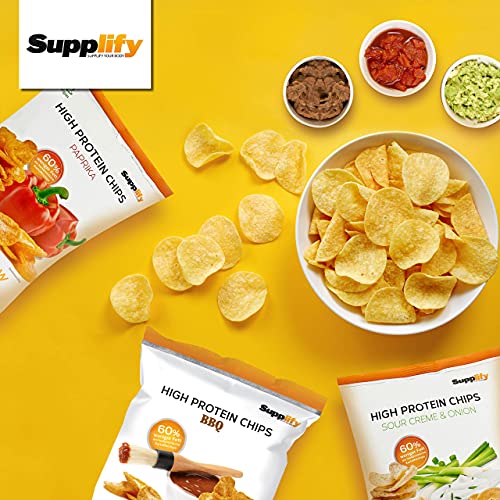 Supplify 6x50g High Protein-Chips Mix-Box in verschiedenen Geschmacksrichtungen (Paprika, Thai Sweet Chili, Sour Cream ´n Onion) - Low Carb Eiweißchips - Proteinchips kalorienarm, Fitness Snack