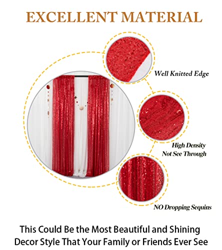 Cortinas Lentejuelas ShinyBeauty 2 Paneles Rojo 2FTx8FT miniatura 4