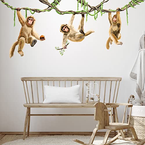 Vinilo decorativo infantil grandes monos trepando en enredaderas miniatura 1