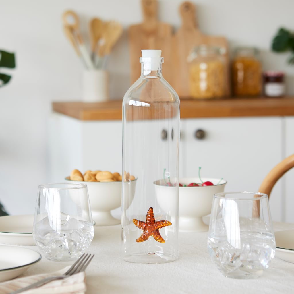 Balvi Bottiglia Atlantis Starfish Bottiglia da Acqua 1,2L Figura fissata all'Interno Tappo in Silicon