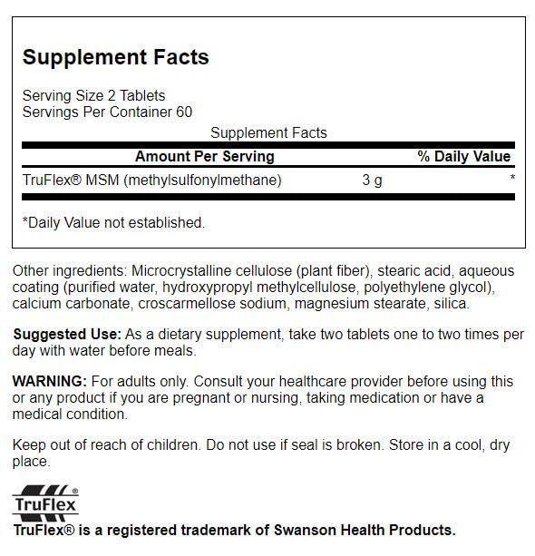 Swanson Ultra Msm 1500Mg 120 Tablets