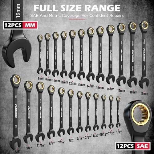 Premium 24-Piece Black Finish Wrench Set