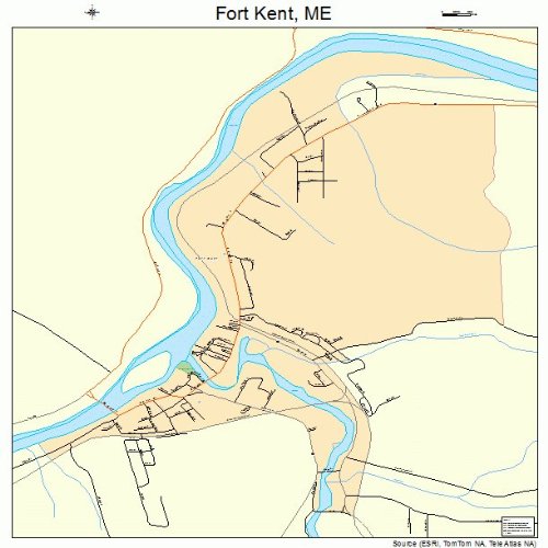 Large Street & Road Map of Fort Kent, Maine ME Printed poster size