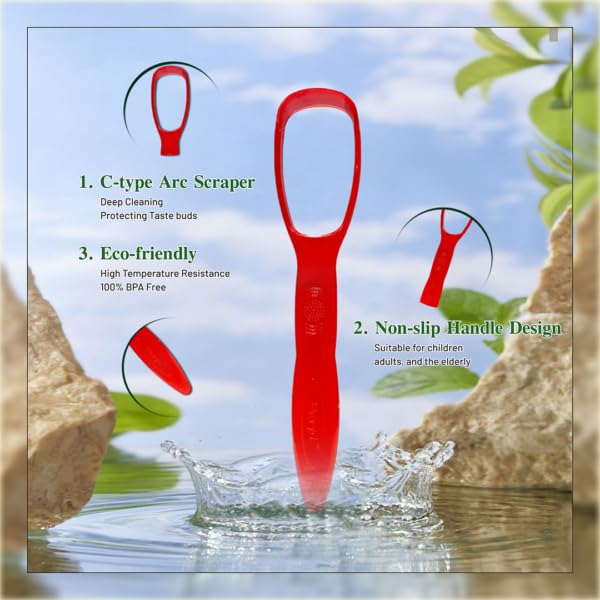 Image of Plastic Tongue Cleaner Soft Grip Fights Bad Breath Oral Health Care Tool for Adults and Kids Pack of 3 Pieces