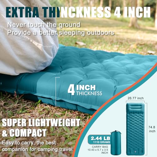 Inflatable-Camping-Sleeping-Pad-with-Pillow-Extra-Thickness-4-Inch-Sleeping-Mat-with-Built-in-Pump-Compact-Ultralight-Camping-Air-Mattress-for-Backpacking-Hiking-Tent-Traveling