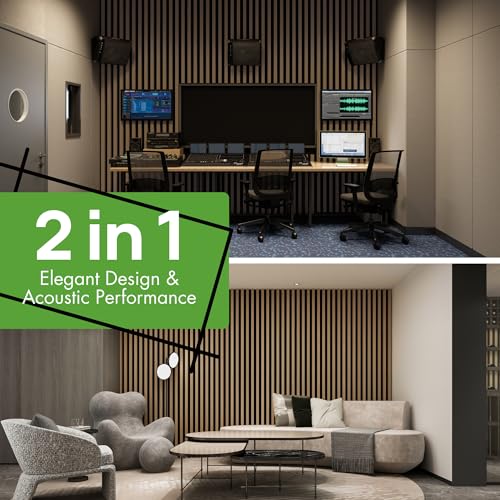 Image of Art3d 12 inch x 93 inch Acoustic Wood Slat Wall Panel, 4pcs, 31 sq.ft, Oak