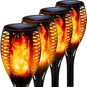 Swonuk 4 Pack Outdoor Solar Torch Lights, 33LEDs Solar Torches Lights with Flickering Flame, Waterproof Flame Solar Tiki… 51nVw6T+SZL. SS280