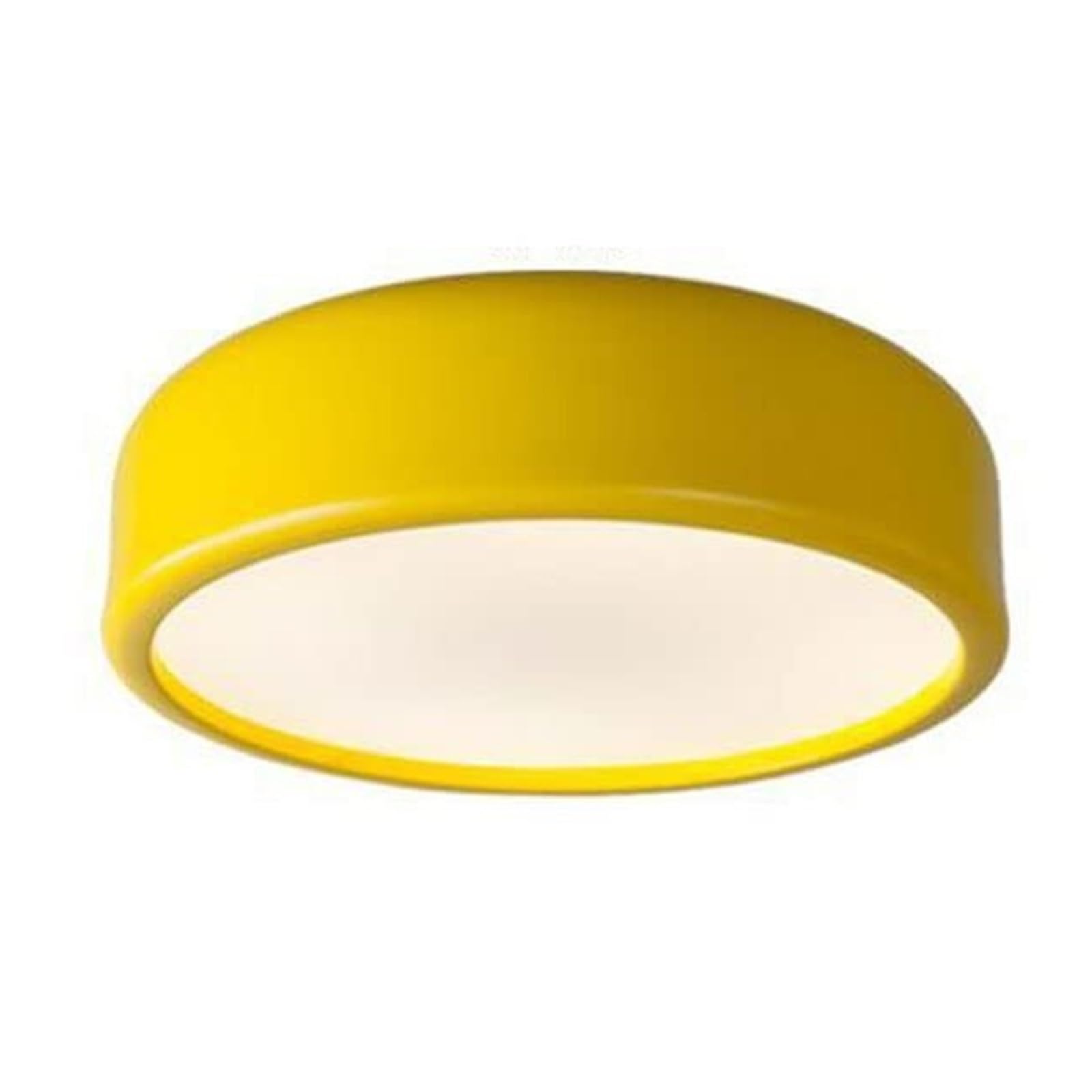 KHUKHU Simple Round Ceiling Lamp, E27 Flat Modern Ceiling Light, Acrylic Lamp Shade, Decoration Light Fixtures for Corridor Stairwell Cloakroom Office(Yellow,35cm)