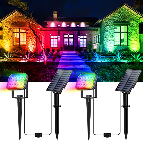 NATPOW Solar Gartenstrahler für Außen, 2-in-1 Solarleuchte Garten, IP65 Wasserdichte, Auto-ON/OFF Außenwandleuchten Landschaftsstrahler Gartenbeleuchtung für Hof, Bäume, Gartenweg (RGB) Cover
