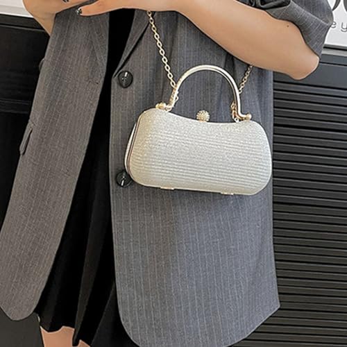 Women's Glitter Diamond Evening Clutch Purses Top Handle Lock Double Sided Diamond Chain Crossbody Wedding Party Bag (grey)4