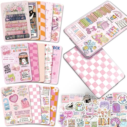 14PCS Inserts Cardstock Paper for Kindle Paperwhite 12th/11th and Kindle Colorsoft Signature Edition 50PCS Stickers & E-reader Inserts For Clear Case 6.9x4.8 Back Cover Accessories for Kindle