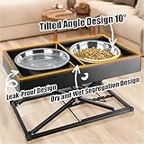 Joytale hundenapf erhöht Metallbügel, Höhenverstellbar 22-44 cm, Erhöhter Hundenapf-Ständer mit 2 Edelstahlschalen, Anti-Rutsch, Robuster Futternapf für mittelgroße bis große Hunde