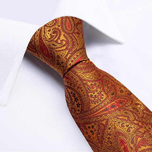 Image of DiBanGu Extra Long Tie for Men 63 inch XL Silk Necktie Set | Pocket Square and Cufflinks, Big and Tall, Jacquard Woven, Gift Box, Paisley /Plaid /Solid /Striped, for Weddinng Party Business