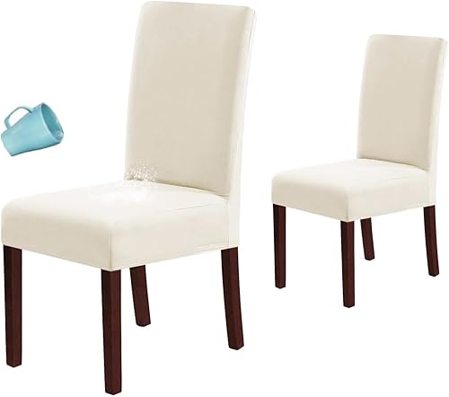 H.VERSAILTEX Juego de 2 fundas 100% impermeables para sillas de comedor, fundas elásticas para sillas de comedor, fundas protectoras para sillas de