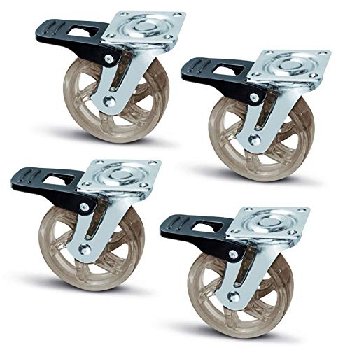 4 x SO-TECH® Rueda giratoria para Mueble Color Transparente Marrón Ø 75 mm con Freno