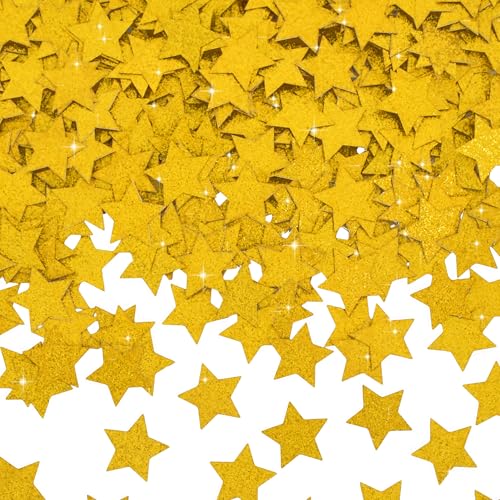 Image of 300Pcs Glitter Gold Stars Confetti，Shiny Paper Table Confetti for Birthday Halloween Bachelorette Wedding Baby Shower Graduation Party Decorations Supplies