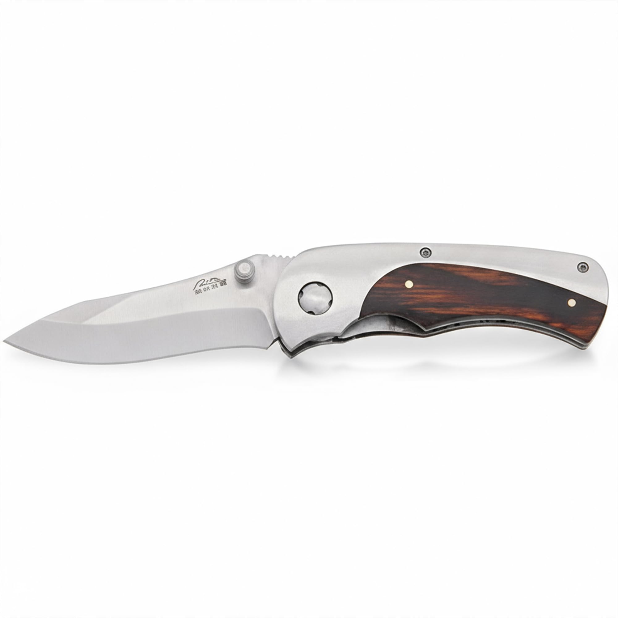Rite Edge 4.5” Air Wing Folder– Folding Pocket Knife for Men with Stainless Steel Blade, Wood & Steel Handle, Liner Lock & Belt Clip – Tactical EDC Knife for Camping, Hunting, Everyday Carry