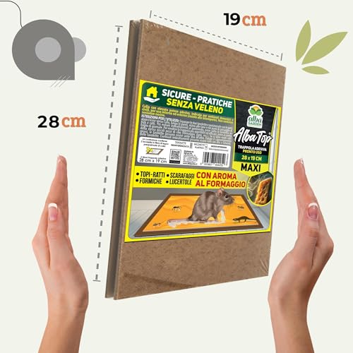 Albagarden - Trappola Per Topi Super Adesiva Professionale Con Esca E Con Aroma Al Formaggio - Tavoletta Con Colla Per Topi - Cattura Roditori, Talpe, Rettili, Ratti (6 Pz) - 8